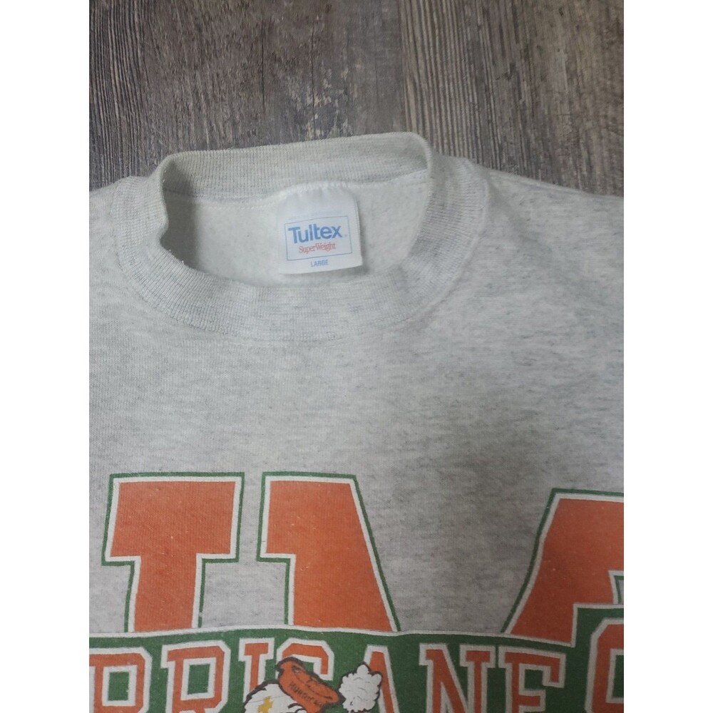 Vintage University Of Miami Hurricanes Gray Crewneck Sweatshirt Size L Tultex - Picture 3 of 15